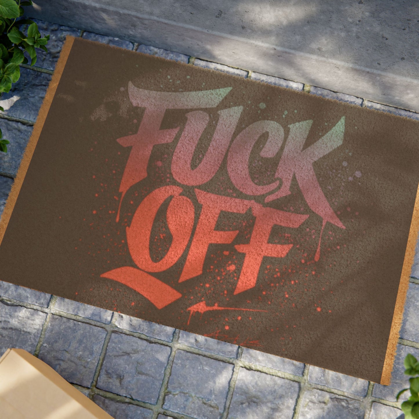 Edgy Welcome Doormat - 'F*CK OFF' Graffiti Design for Trendy Home Entryway
