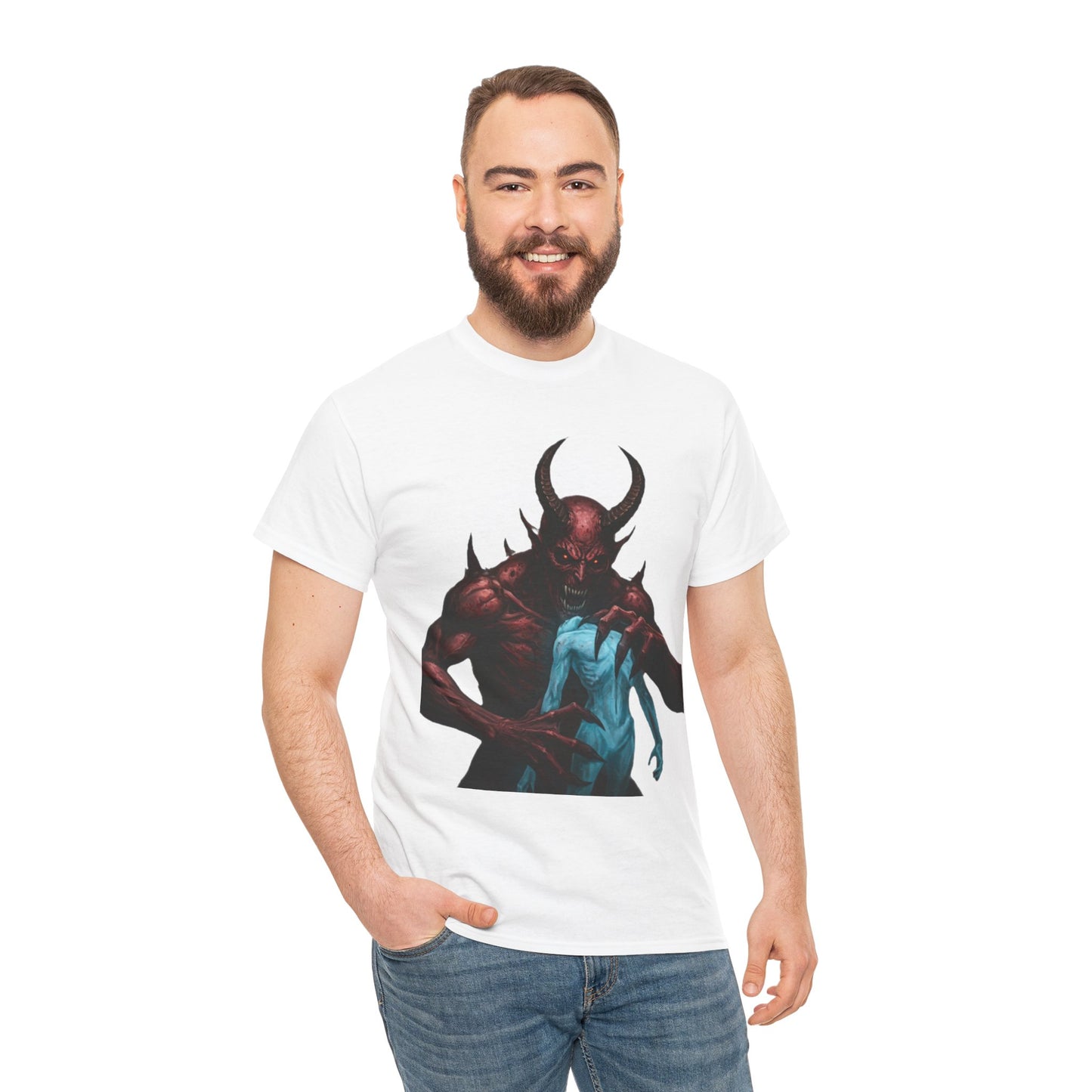 Unisex Heavy Cotton Tee - Devil Embrace Graphic Shirt