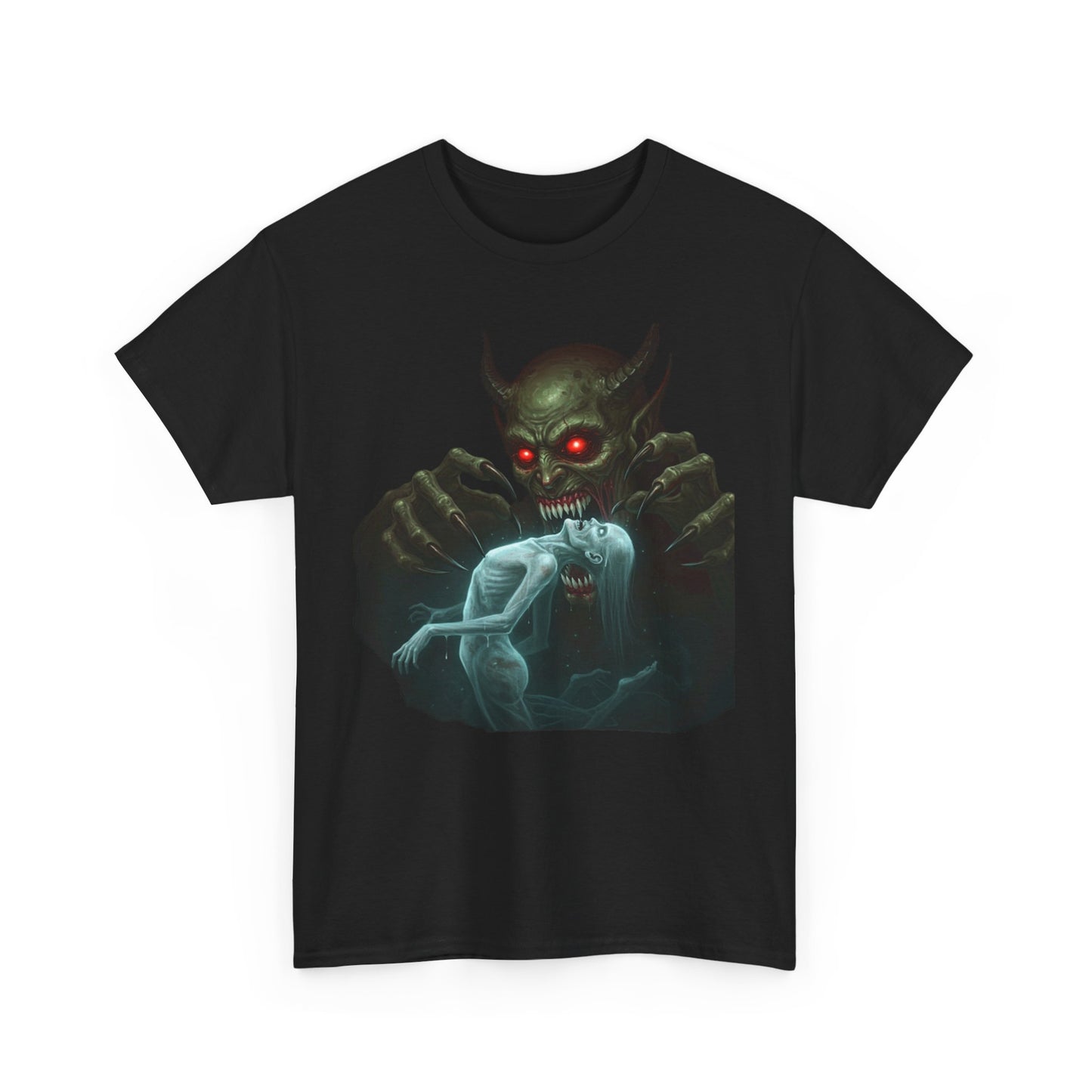 Gothic Horror Unisex Heavy Cotton Tee with Demon Design